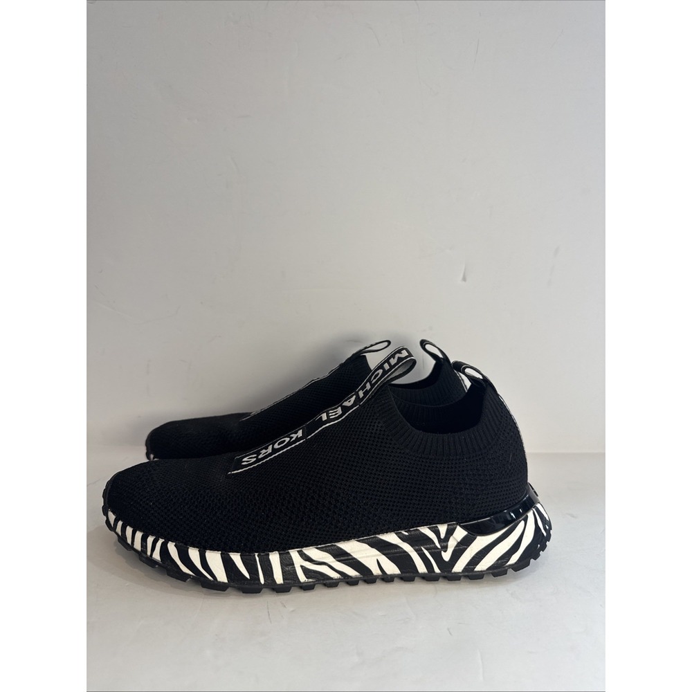 Michael Kors Women's Bodie Stretch Knit Zebra Sole Slip-Ons Black - 7